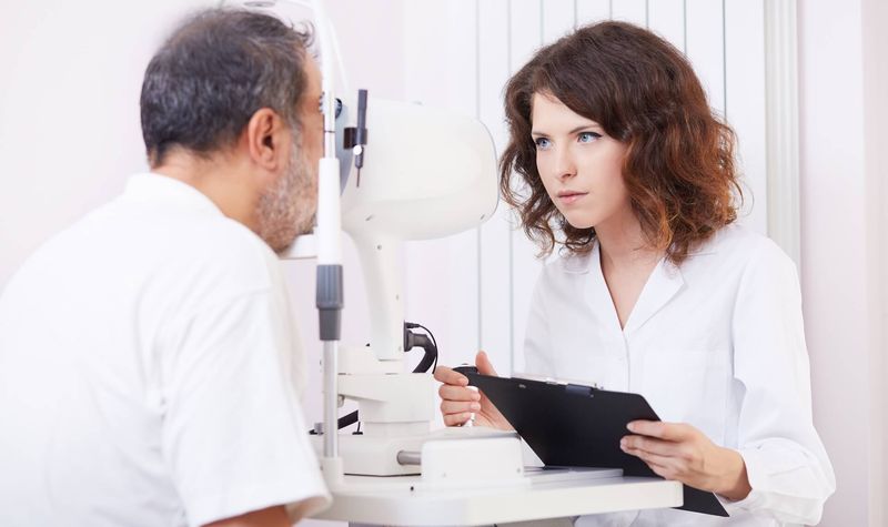 Modern optometry office with eye examination equipment