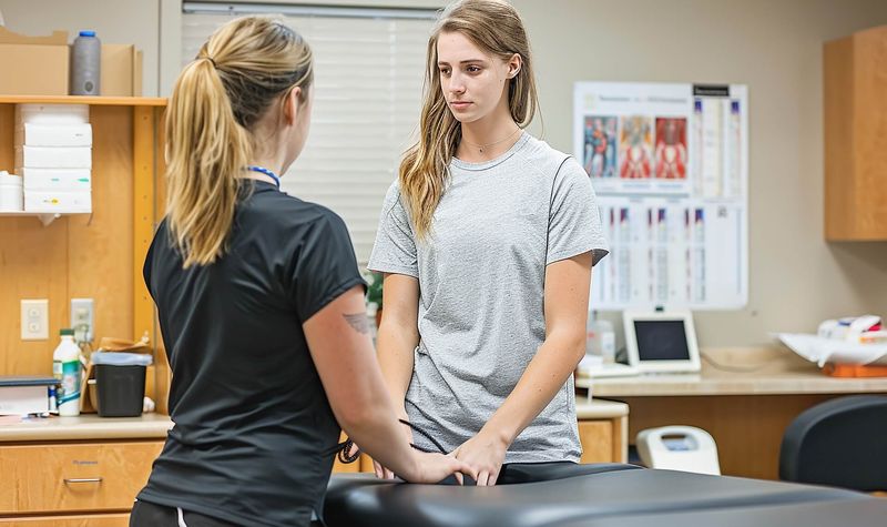 Physiotherapist working with patient on recovery exercises