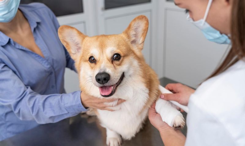 Professional dog grooming salon workspace