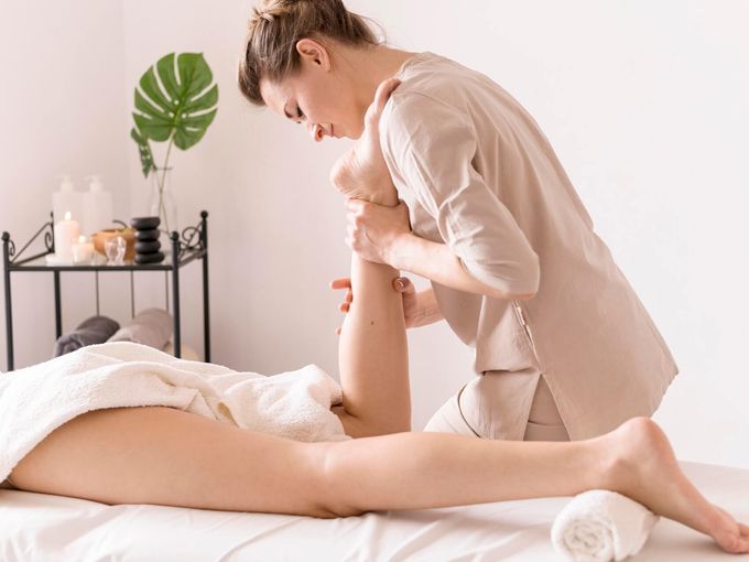 Peaceful massage therapy room setup