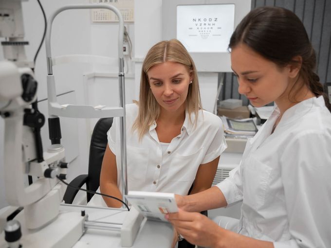 Modern optometry office with eye examination equipment