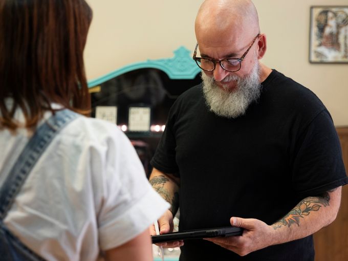 Professional tattoo artist workspace setup